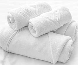 stack of clean linens - bathrobes